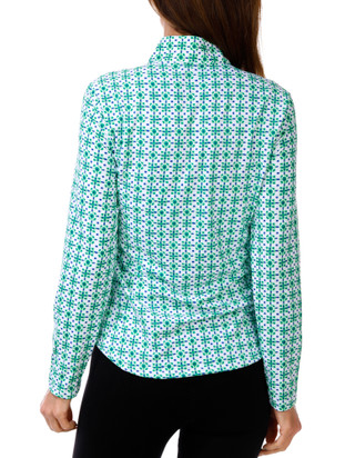 Thumbnail 2: Emerald Eighteen Women's Geo Print Quarter Zip Top  