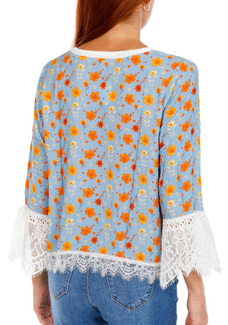 Thumbnail 2: Venus Women's Floral Lace Trim Top  