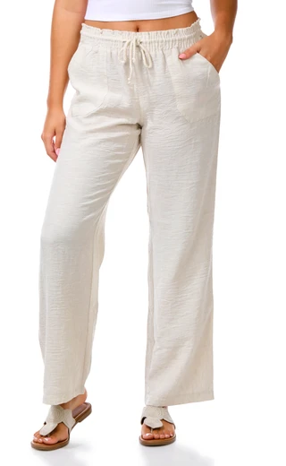 Thumbnail 1: Cisono Juniors Rope Waist Tie Linen Pants 