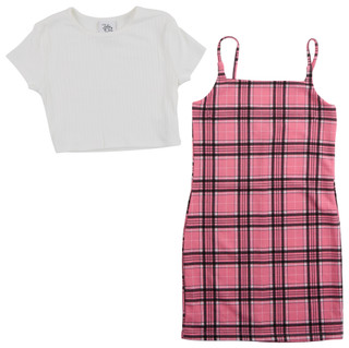 Thumbnail 3: Jolie & Joy Big Girls 2Fer Plaid T-Shirt Dress 
