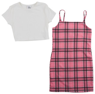 Thumbnail 2: Jolie & Joy Big Girls 2Fer Plaid T-Shirt Dress 
