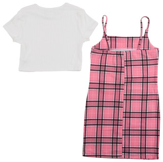 Thumbnail 3: Jolie & Joy Big Girls 2Fer Plaid T-Shirt Dress 