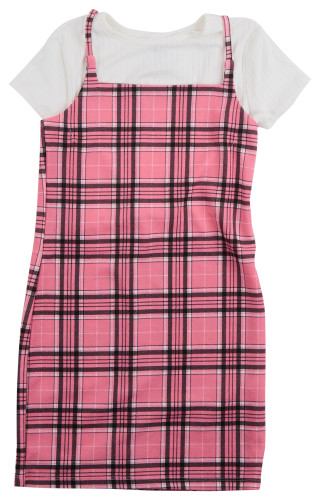 Thumbnail 1: Jolie & Joy Big Girls 2Fer Plaid T-Shirt Dress 