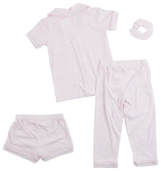 Thumbnail 2: Catherine Malandrino Big Girls 3 Pc Pink Cheetah Pajama Pants Set 