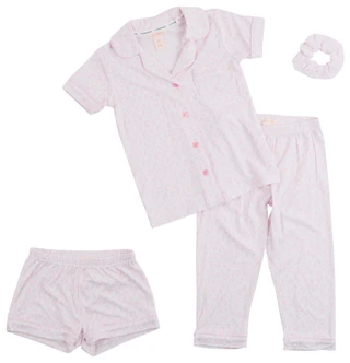 Thumbnail 1: Catherine Malandrino Big Girls 3 Pc Pink Cheetah Pajama Pants Set 
