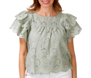 Thumbnail 1: INDUSTRY Women's Short Sleeve Eyelet Top 
