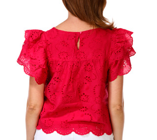 Thumbnail 3: INDUSTRY Women's Short Sleeve Eyelet Top 