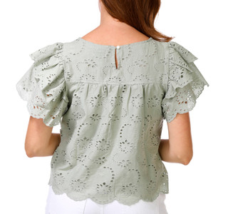 Thumbnail 3: INDUSTRY Women's Short Sleeve Eyelet Top 
