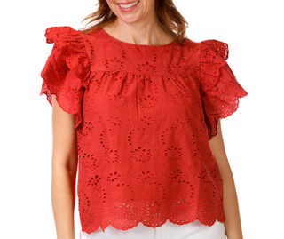Thumbnail 1: INDUSTRY Women's Short Sleeve Eyelet Top 