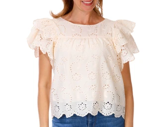 Thumbnail 2: INDUSTRY Women's Short Sleeve Eyelet Top 