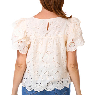 Thumbnail 3: INDUSTRY Women's Short Sleeve Eyelet Top 