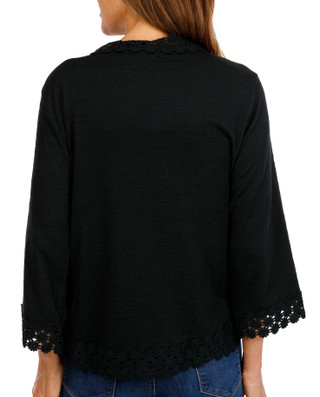 Thumbnail 3: Onque Women's 3/4 Sleeve Lace Trim Cardigan  