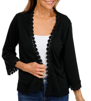 Thumbnail 1: Onque Women's 3/4 Sleeve Lace Trim Cardigan  