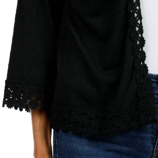 Thumbnail 2: Onque Women's 3/4 Sleeve Lace Trim Cardigan  