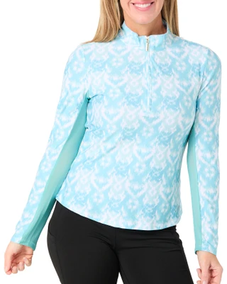 Thumbnail 1: Mountain And Isles Mountain and Isles Women's Long Sleeve 1/4 Zip Print Top 