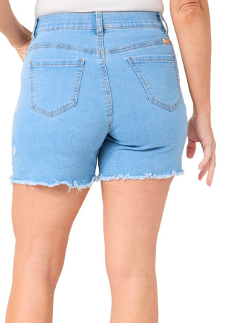 Thumbnail 3: Stella Parker Petite Embroidered Fray Hem Denim Shorts 