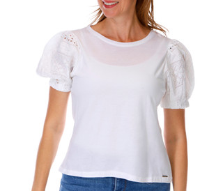 Thumbnail 1: ELIE TAHARI Women's Short Sleeve Eyelet Top 