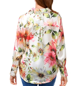 Thumbnail 2: Philosophy Women's Long Sleeve Satin Floral Button Down Top 