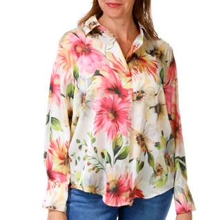 Thumbnail 1: Philosophy Women's Long Sleeve Satin Floral Button Down Top 