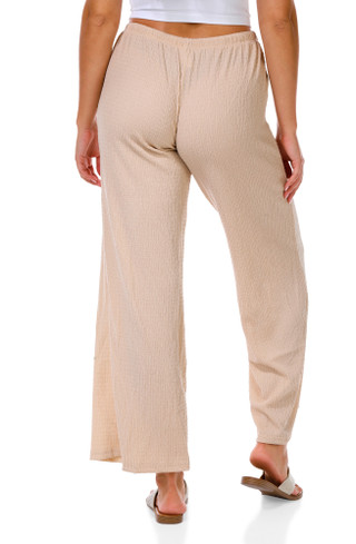 Thumbnail 2: ShoSho Women's Tie Front Gauze Wide Leg Pants 