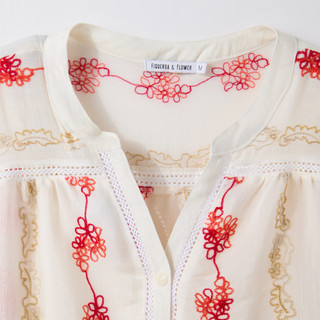 Thumbnail 3: FIGUEROA & FLOWER Women's Short Sleeve Embroidered Button Down Top 