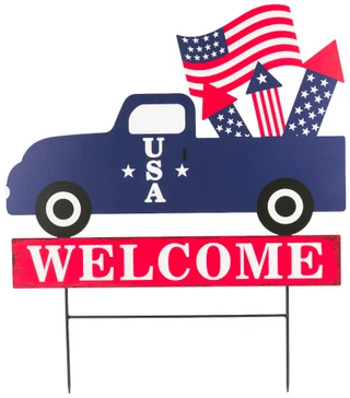 Thumbnail 1: ZAER 24x25 Metal USA Truck Garden Sign 