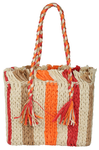 Thumbnail 1: Sun N' Sand Stripe Woven Straw Tote  