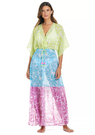 Thumbnail 2: Bleu Rod Beattie Womens Chiffon Swmi Cover Up Dress 