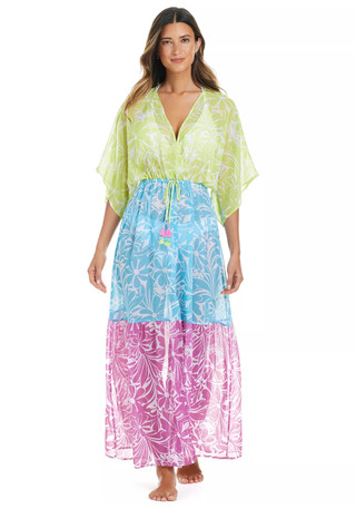 Thumbnail 1: Bleu Rod Beattie Womens Chiffon Swmi Cover Up Dress 