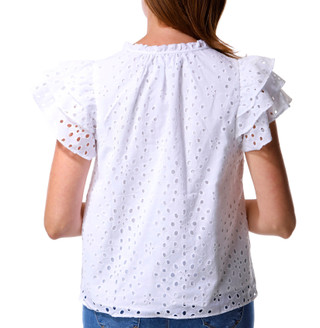 Thumbnail 3: 1 STATE Women's Short Sleeve Eyelet Flutter Top 