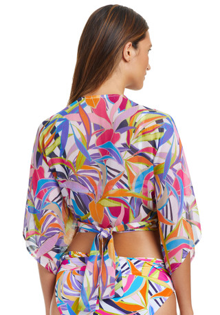 Thumbnail 2: Bleu Rod Beattie Womens Chiffon Swim Cover Up Shirt 