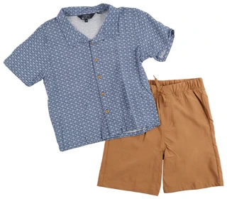 Thumbnail 1: Ben Sherman Big Boy's 2 Pc Button Down Shirt & Shorts Set 