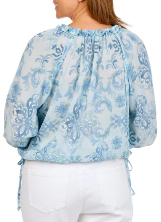 Thumbnail 2: 77 PARK Women's 3/4 Sleeve Print Tie Front Top 