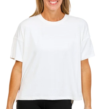 Thumbnail 1: 90 DEGREE BY REFLEX Women's Short Sleeve High Low Boxy Cropped Tee 