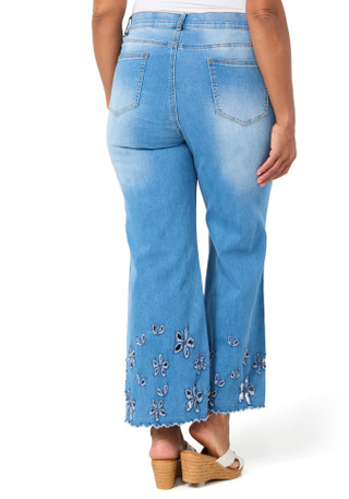Thumbnail 2: Stella Parker Plus Cut Out Hem Wide Leg Jeans 