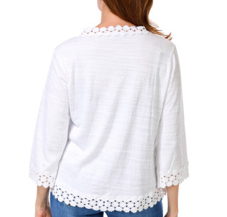 Thumbnail 3: Onque Petite 3/4 Sleeve Lace Trim Cardigan 