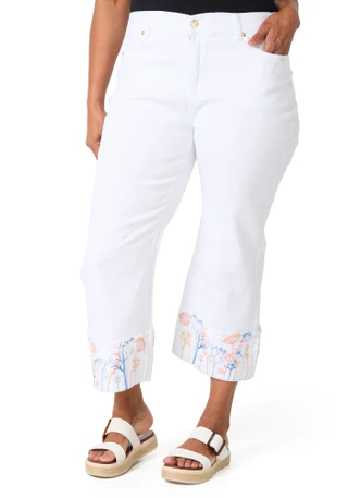 Thumbnail 1: Stella Parker Plus Floral Cuff Capris 