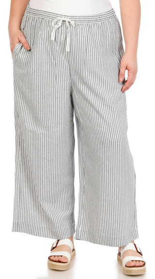 Thumbnail 2: MAX STUDIO Plus Stripe Drawstring Linen Pants 