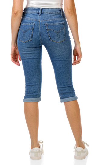 Thumbnail 3: D. Jeans Women's High Rise Roll Cuff Denim Capris 