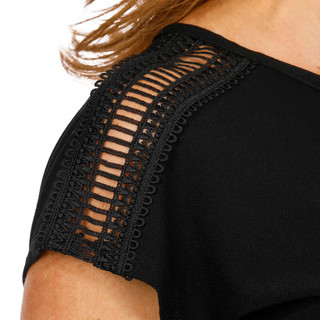 Thumbnail 2: 89th & Madison Women's Short Sleeve Solid Lace Dolman Top 