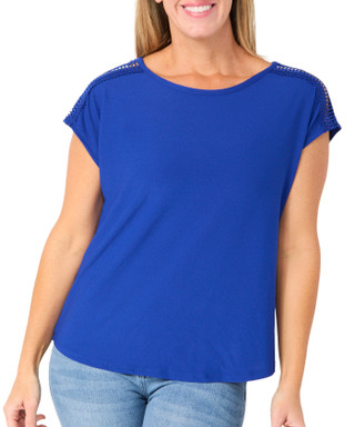 Thumbnail 1: 89th & Madison Women's Short Sleeve Solid Lace Dolman Top 