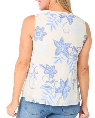 Thumbnail 2: HARPER 241 Women's Sleeveless Pinktuck Print Tie Front Top 