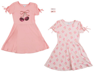 Thumbnail 1: B TWEEN Little Girls 2 Pk Short Sleeve Cherry Dress Set 