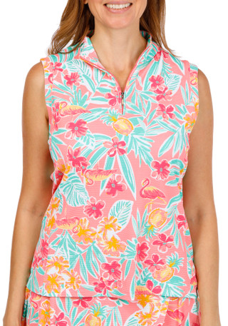 Thumbnail 1: Coral Bay Golf Coral Bay Golf Women's Sleeveless 1/4 Zip Fruity Palm Top 