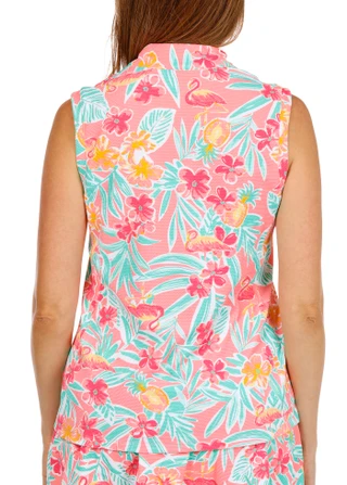 Thumbnail 4: Coral Bay Golf Coral Bay Golf Women's Sleeveless 1/4 Zip Fruity Palm Top 