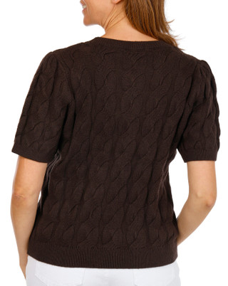 Thumbnail 3: 1 STATE Women's Short Sleeve Cable Knit Top 
