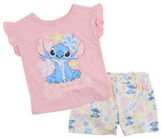 Thumbnail 1: Disney Little Girls 2 Pc Stitch Shorts Set 