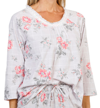 Thumbnail 2: Carole Hochman 2 Pc Women's 3/4 Sleeve Postcard Print Pajamas 