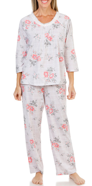 Thumbnail 1: Carole Hochman 2 Pc Women's 3/4 Sleeve Postcard Print Pajamas 