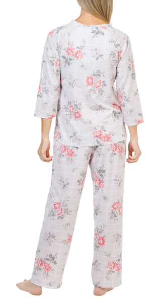 Thumbnail 3: Carole Hochman 2 Pc Women's 3/4 Sleeve Postcard Print Pajamas 
